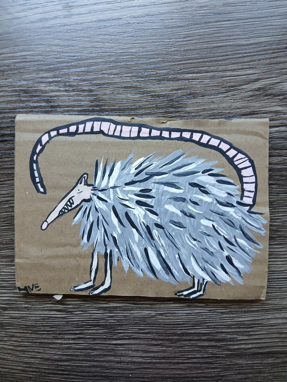 Possum Painting On Cardboard